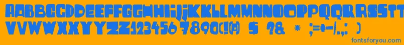 DkHarrumph Font – Blue Fonts on Orange Background