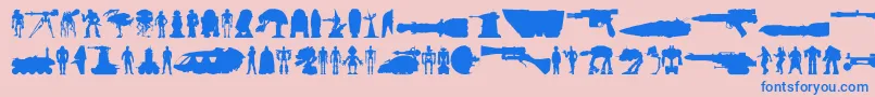 Starwars-Schriftart – Blaue Schriften auf rosa Hintergrund