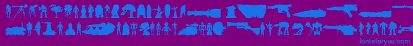 Fonte Starwars – fontes azuis em um fundo violeta