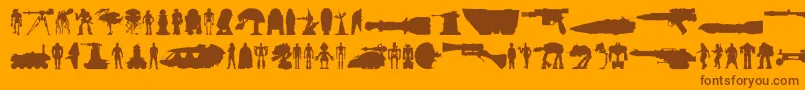 Starwars-Schriftart – Braune Schriften auf orangefarbenem Hintergrund
