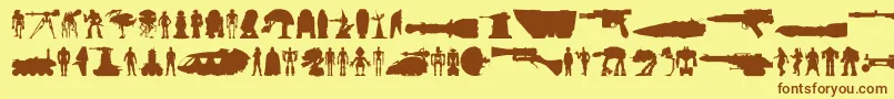 Starwars-Schriftart – Braune Schriften auf gelbem Hintergrund