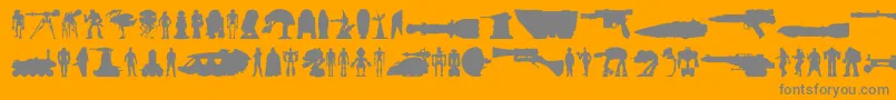 Starwars-Schriftart – Graue Schriften auf orangefarbenem Hintergrund