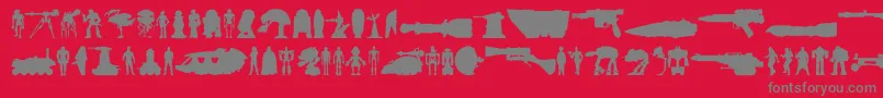 Starwars-Schriftart – Graue Schriften auf rotem Hintergrund
