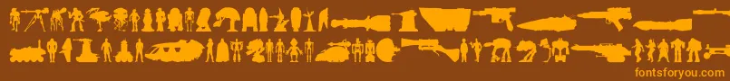 Starwars-Schriftart – Orangefarbene Schriften auf braunem Hintergrund