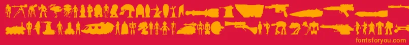 Starwars-Schriftart – Orangefarbene Schriften auf rotem Hintergrund
