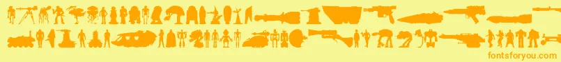 Fonte Starwars – fontes laranjas em um fundo amarelo