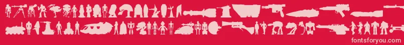 Starwars-Schriftart – Rosa Schriften auf rotem Hintergrund