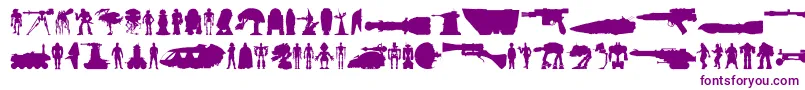 Starwars-Schriftart – Violette Schriften auf weißem Hintergrund