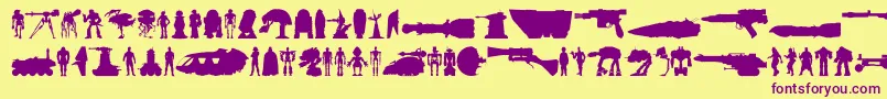 フォントStarwars – 紫色のフォント、黄色の背景