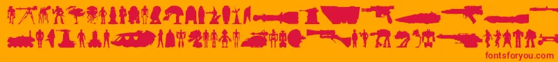 Starwars-Schriftart – Rote Schriften auf orangefarbenem Hintergrund