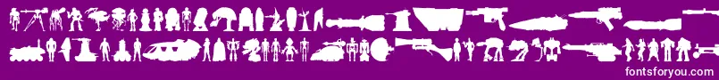 Starwars-Schriftart – Weiße Schriften auf violettem Hintergrund