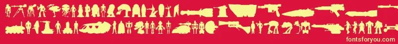 Starwars-Schriftart – Gelbe Schriften auf rotem Hintergrund