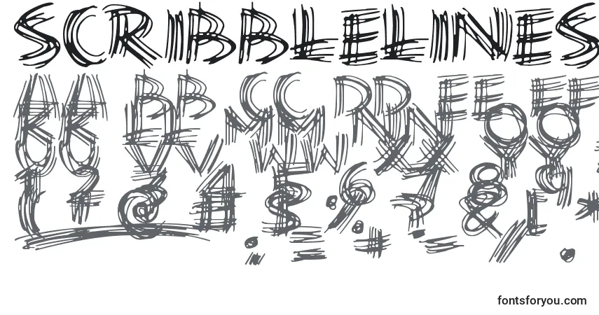 A fonte ScribbleLines – alfabeto, números, caracteres especiais