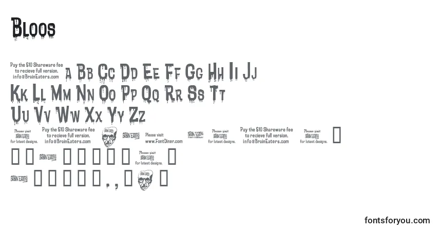 Schriftart Bloos – Alphabet, Zahlen, spezielle Symbole