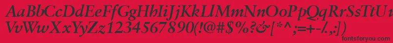 Шрифт Garamondretrospectivessk ffy – чёрные шрифты на красном фоне