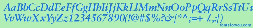 フォントGaramondretrospectivessk ffy – 青い文字は緑の背景です。