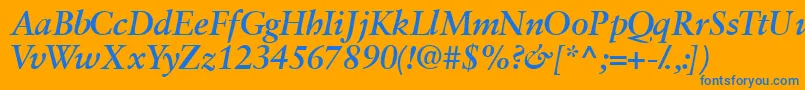 フォントGaramondretrospectivessk ffy – オレンジの背景に青い文字