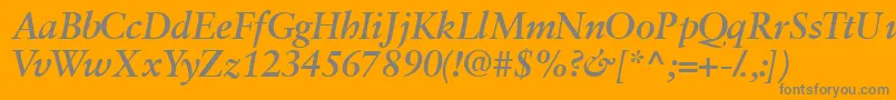 Garamondretrospectivessk ffy-fontti – harmaat kirjasimet oranssilla taustalla