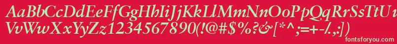 Шрифт Garamondretrospectivessk ffy – зелёные шрифты на красном фоне