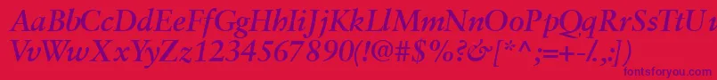 フォントGaramondretrospectivessk ffy – 赤い背景に紫のフォント