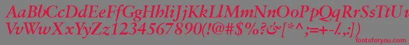Garamondretrospectivessk ffy-Schriftart – Rote Schriften auf grauem Hintergrund