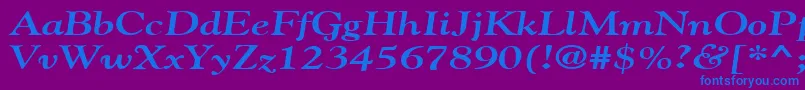 Fonte GildebroadBoldItalic – fontes azuis em um fundo violeta