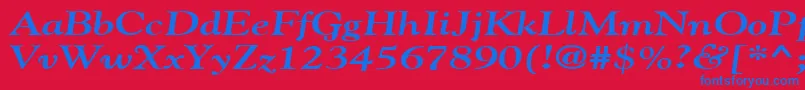 GildebroadBoldItalic-Schriftart – Blaue Schriften auf rotem Hintergrund