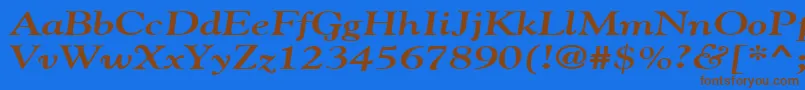 フォントGildebroadBoldItalic – 茶色の文字が青い背景にあります。