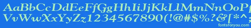 GildebroadBoldItalic Font – Green Fonts on Blue Background