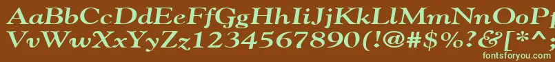 フォントGildebroadBoldItalic – 緑色の文字が茶色の背景にあります。