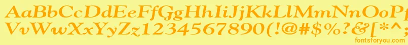 フォントGildebroadBoldItalic – オレンジの文字が黄色の背景にあります。