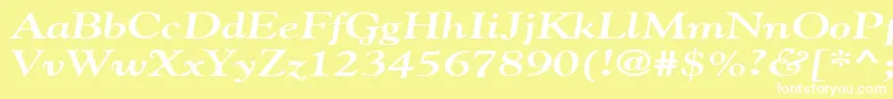 GildebroadBoldItalic-fontti – valkoiset fontit keltaisella taustalla