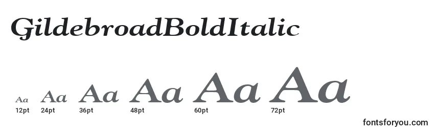 Größen der Schriftart GildebroadBoldItalic