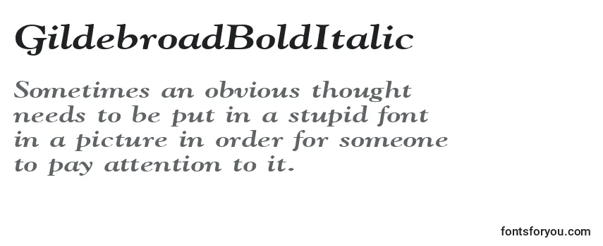 GildebroadBoldItalic -fontin tarkastelu
