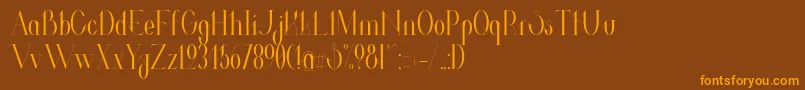 ValkyrieCondensed-fontti – oranssit fontit ruskealla taustalla