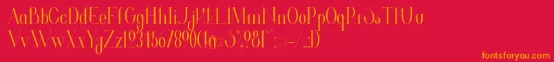 フォントValkyrieCondensed – 赤い背景にオレンジの文字