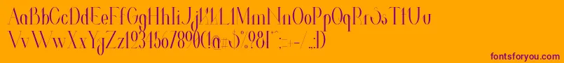 ValkyrieCondensed-Schriftart – Violette Schriften auf orangefarbenem Hintergrund