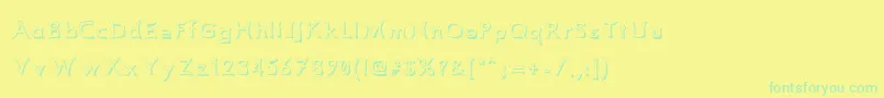 フォントComismsh – 黄色い背景に緑の文字