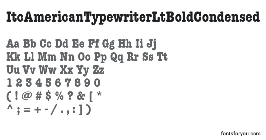 Czcionka ItcAmericanTypewriterLtBoldCondensed – alfabet, cyfry, specjalne znaki
