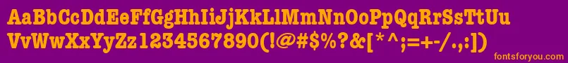 ItcAmericanTypewriterLtBoldCondensed-Schriftart – Orangefarbene Schriften auf violettem Hintergrund