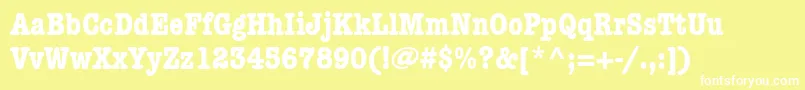 Fonte ItcAmericanTypewriterLtBoldCondensed – fontes brancas em um fundo amarelo
