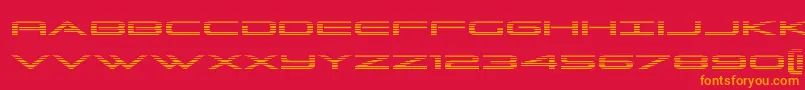 Grandsportgrad-Schriftart – Orangefarbene Schriften auf rotem Hintergrund
