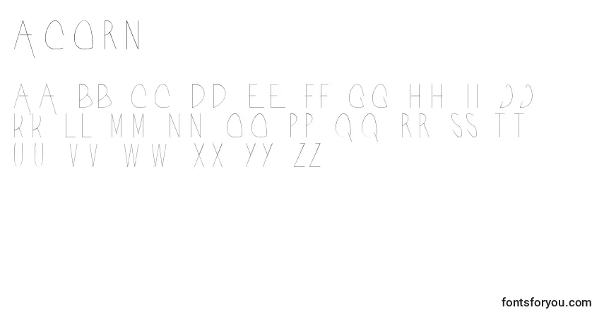Czcionka Acorn – alfabet, cyfry, specjalne znaki