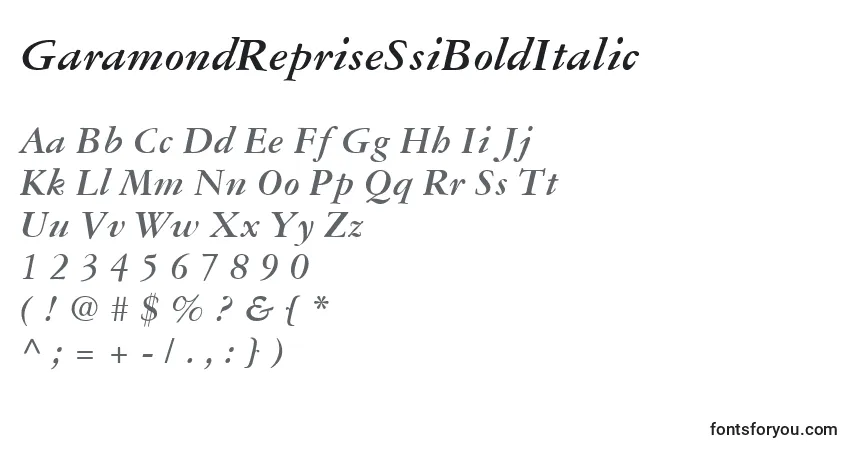 Fuente GaramondRepriseSsiBoldItalic - alfabeto, números, caracteres especiales