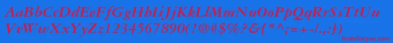 GaramondRepriseSsiBoldItalic Font – Red Fonts on Blue Background