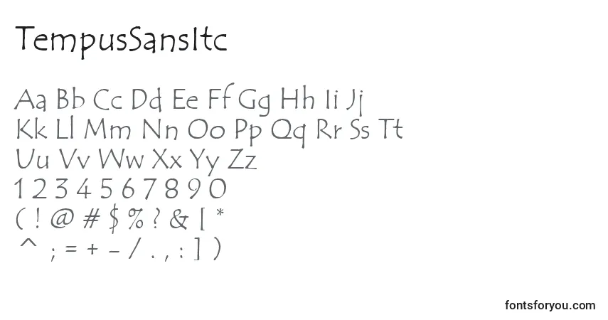 A fonte TempusSansItc – alfabeto, números, caracteres especiais