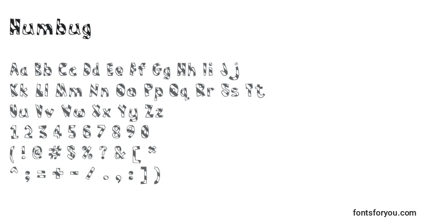 Schriftart Humbug – Alphabet, Zahlen, spezielle Symbole