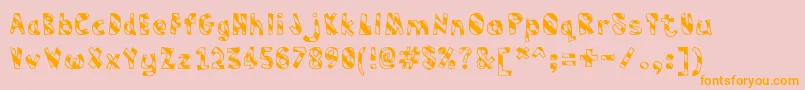Humbug-Schriftart – Orangefarbene Schriften auf rosa Hintergrund