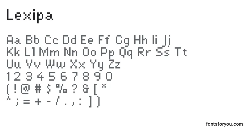 Czcionka Lexipa – alfabet, cyfry, specjalne znaki