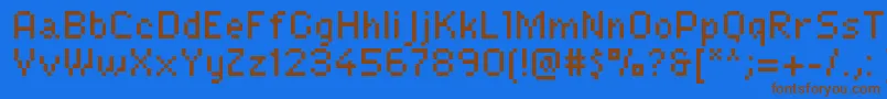 フォントLexipa – 茶色の文字が青い背景にあります。